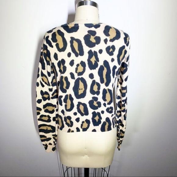 H&M Divided Grungy Destroyed Chunky Leopard Print Knit Cardigan - Size 8… - Picture 6 of 14